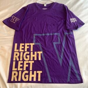 University Washington Huskies Purple Gold Starbucks From Here For Here Shirt XL